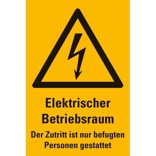 Aufkleber Blitz gelb 300x200mm  "Elektrischer Betriebsraum "