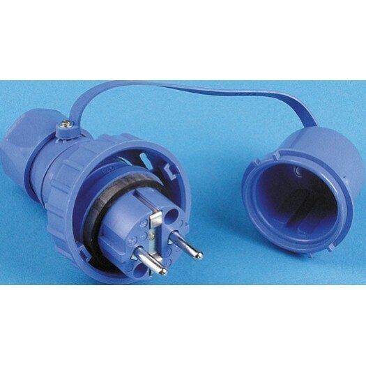 Schutzkontakt-Stecker IP68 druckwasserdicht, blau