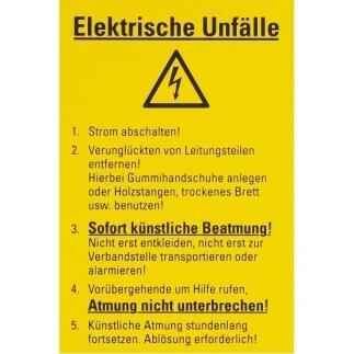 PVC-Schild, gelb, 300x200mm,  Elektrische Unfälle