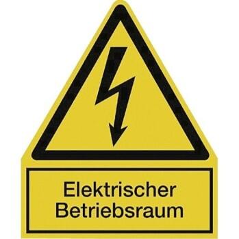 Aufkl. "Blitz " gelb, 240x210mm "Elektrischer Betriebsraum "