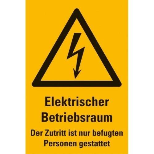 Aufkleber Blitz gelb 300x200mm "Elektrischer Betriebsraum "