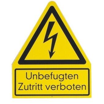 Aufkl. "Blitz " gelb, 240x210mm "Unbefugten Zutritt verboten "