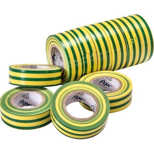 VDE-PVC-Isolierband, grün-gelb Stärke=0,15mm, Breite=15mm,